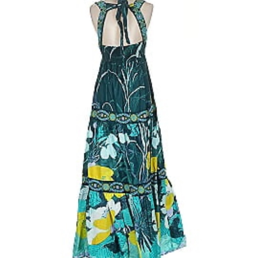 Anthropologie Square-Neck Embellished Midi Dress